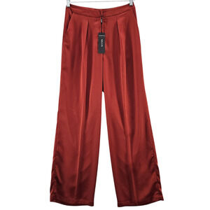 NWT Misook Pants Women's Size XS  Orange Pleated Wide Leg Pocketed Career Wear